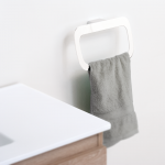 Manhattan Hand Towel Ring Gloss White & Chrome